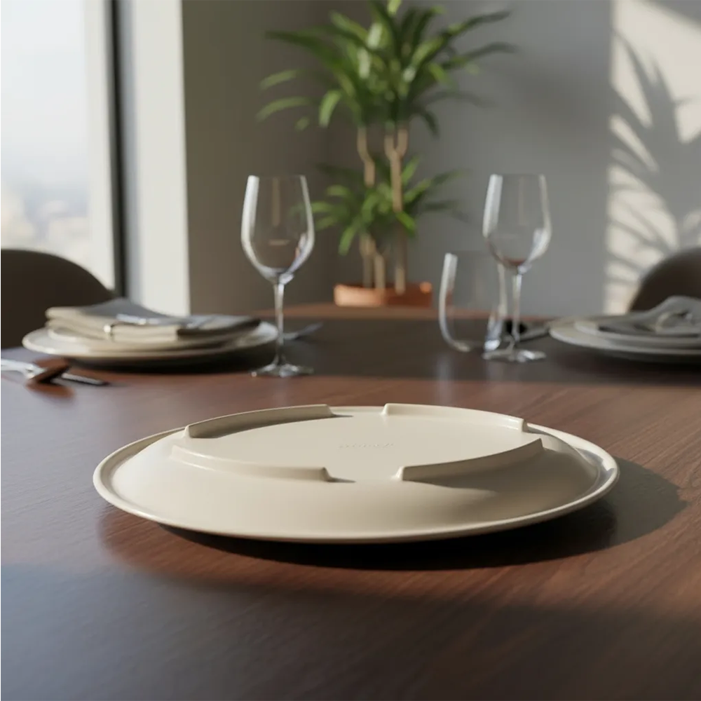 PLATON DE MELAMINA OVAL 22CM BEIGE
