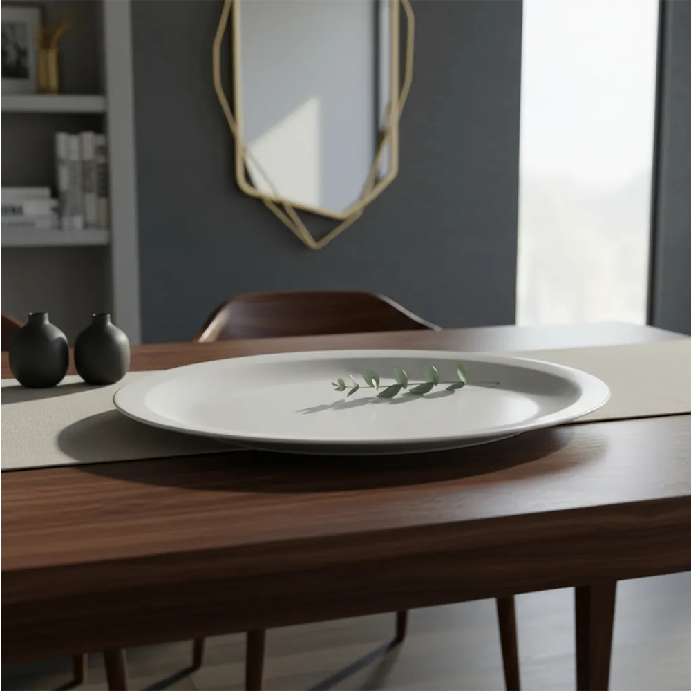 PLATON DE MELAMINA OVAL 22CM BEIGE