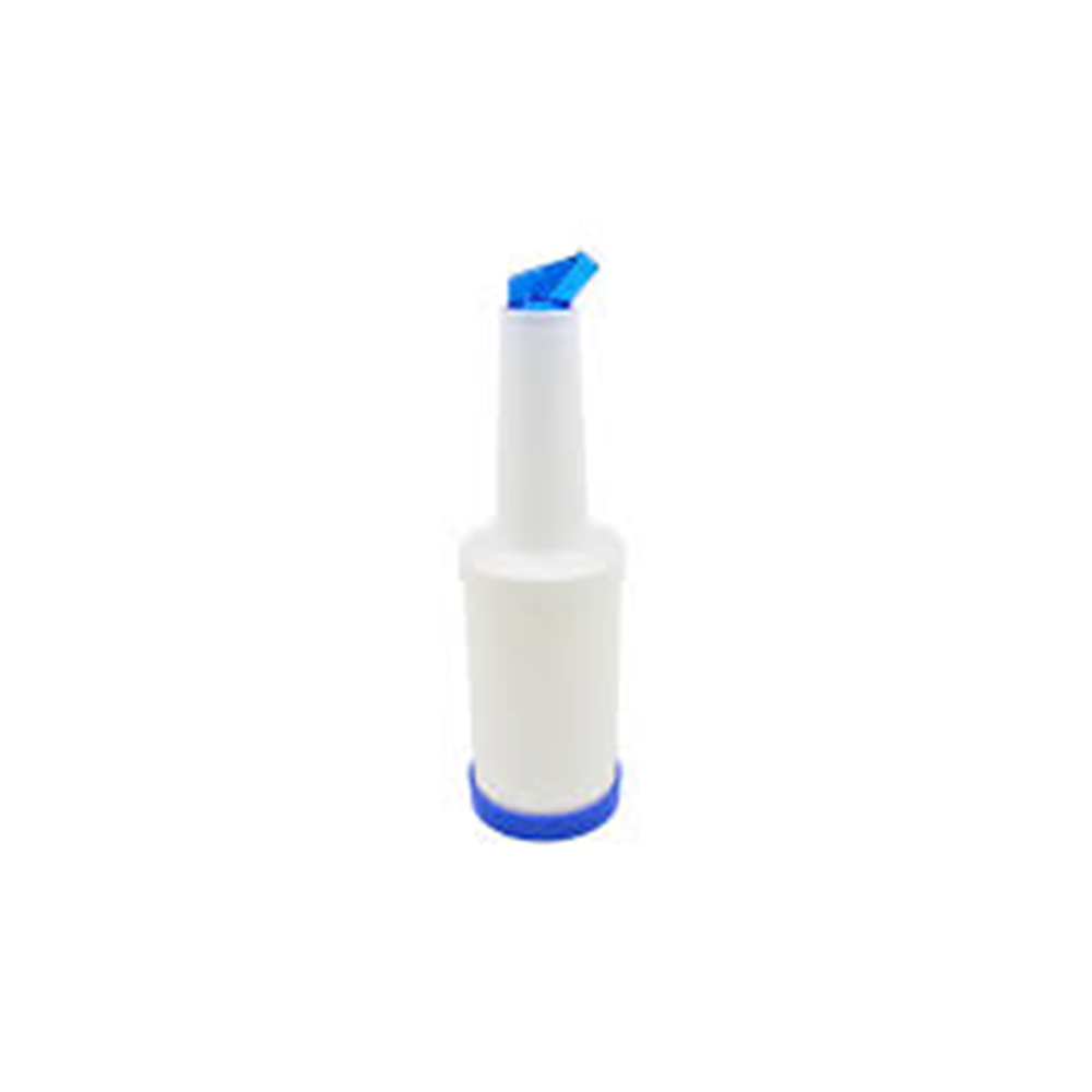 Botella para Bar 1 Litro con Tapa Azul para Bebidas y Jarabes | Kinso Home