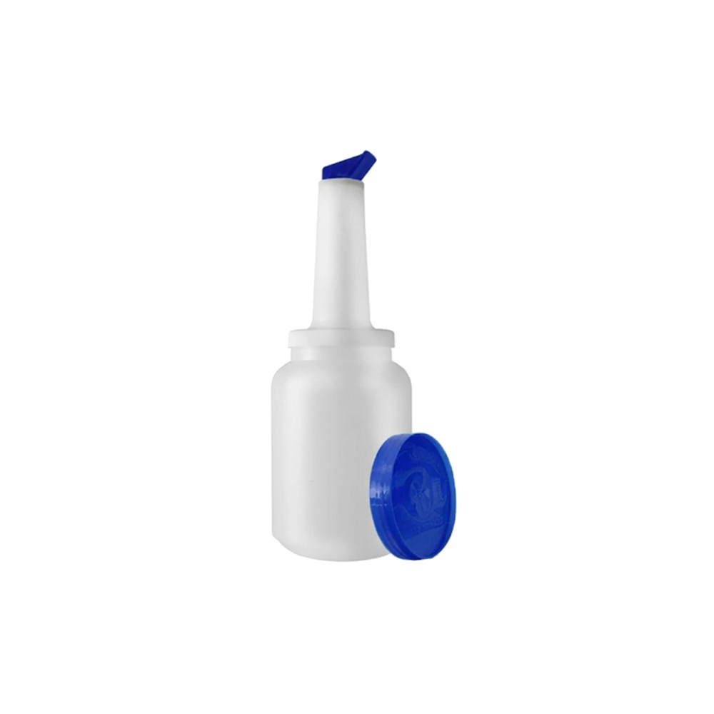 Botella para Bar 1 Litro con Tapa Azul para Bebidas y Jarabes | Kinso Home